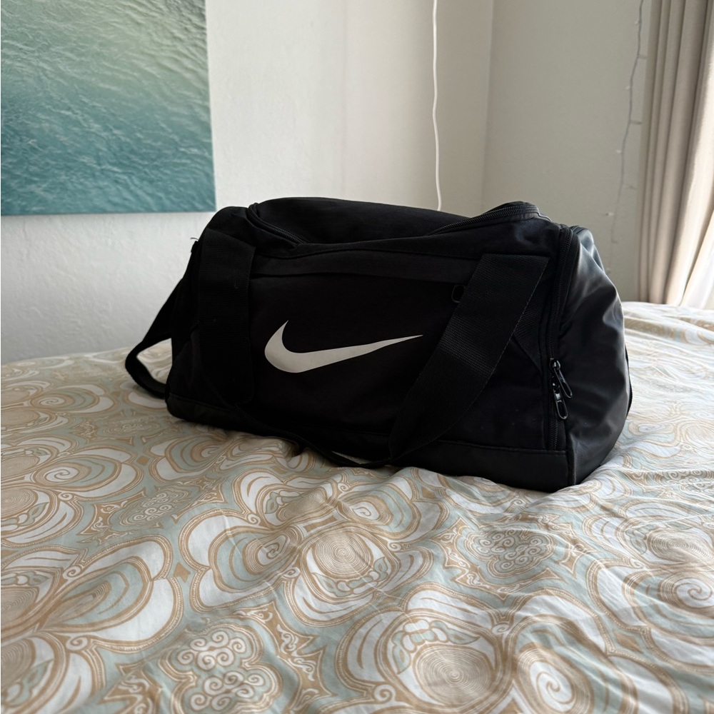 Nike Black Duffel Bag with White Logo
